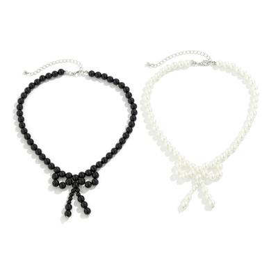 Y2k Bowknot Pearl Necklace for Women Elegant Butterfly Bow Charm Pendant Necklaces Fashion Wedding Party Jewelry Gift