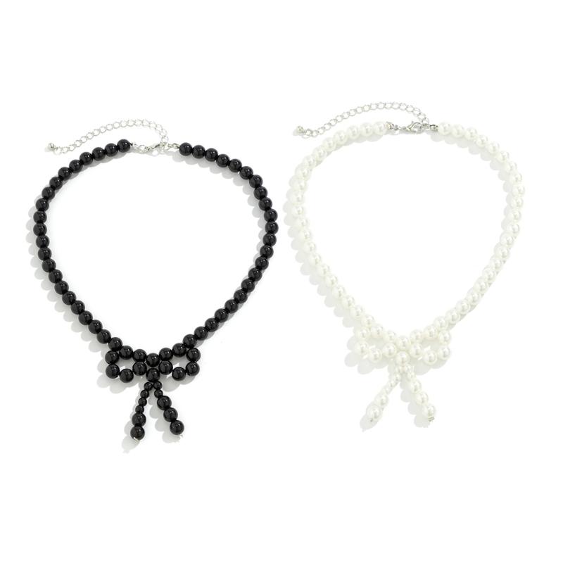 Y2k Bowknot Pearl Necklace for Women Elegant Butterfly Bow Charm Pendant Necklaces Fashion Wedding Party Jewelry Gift