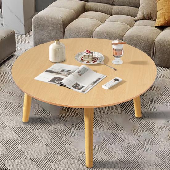 Household Small Apartment Dining Table, Simple Round Kitchen Table, Nordic Style Food Table, with Smooth Surface, 4 Wood Legs