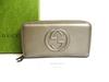 Authentic Soho Gray Leather Round Double Zip Long Wallet Purse #b163  Open Box