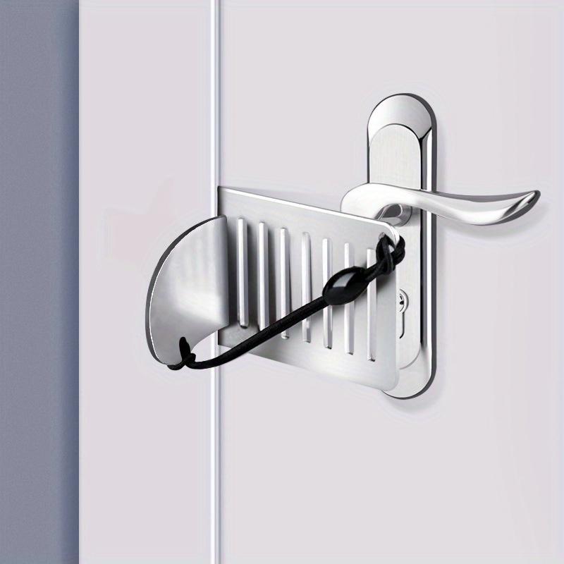 1pc Portable Security Door Lock: Polished Metal, Touch Control, Door Stopper Hotel Portable Door Stopper Girls Security Blocking Door Counter