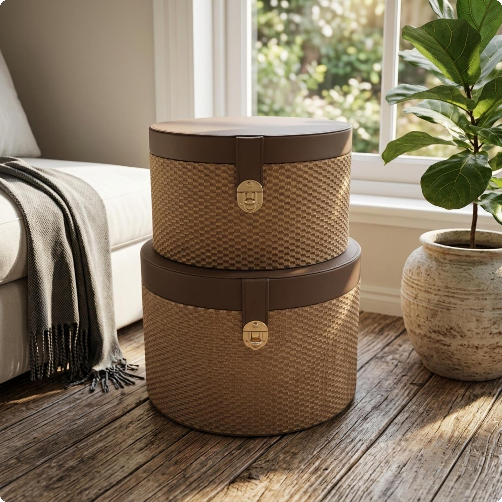 Elegant Round Hat Storage Box with