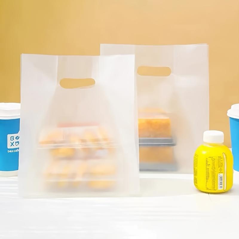 50Pcs/Pack Transparent Plastic Gift Bags with Handles - Ideal for Salads, Cakes, Pizza, Bread, Desserts, Cookies, and Candy - Perfect for Weddings