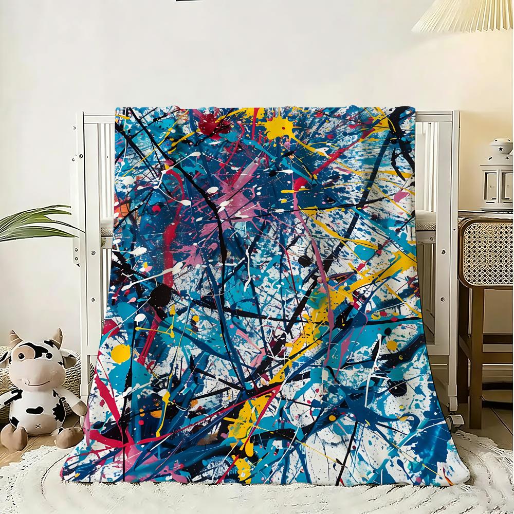 Abstract Art Jackson Pollock Throw 240g Flannel Blanket Lightweight Soft Skin-friendly Summer Thin Throw Blanket
