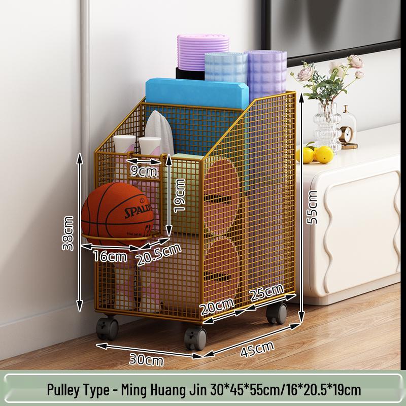 Estante de Chão para Armazenamento de Basquete e Prateleira de Brinquedos para Equipamentos Esportivos e Tapetes de Yoga