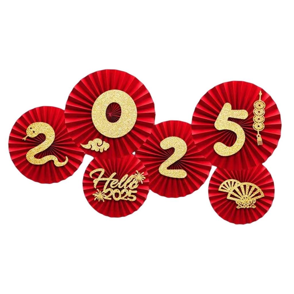 Traditional Festive Folding Fans Chinese New Year Wall Decorations Paper Blessing Ornament for Family Party Home Supplies