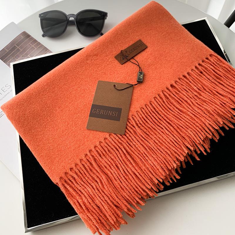 Scarf dual-purpose women's autumn and winter high-end imitation cashmere shawl with a classic solid color warm scarf