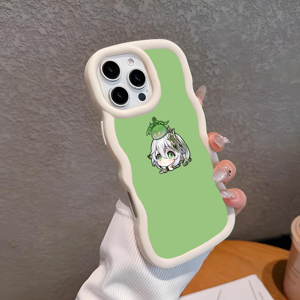 

Game GI Nahida Wavy Edge TPU Mobile Phone Case for iPhone 17 16 15 14 13 12 11 Air Pro Max Plus Colorful Cover iPhone 11