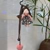 Cute Portable Keychain Soft Floral Pattern Dress Long Haired Girl Long Hair Keychain Bag Decoration