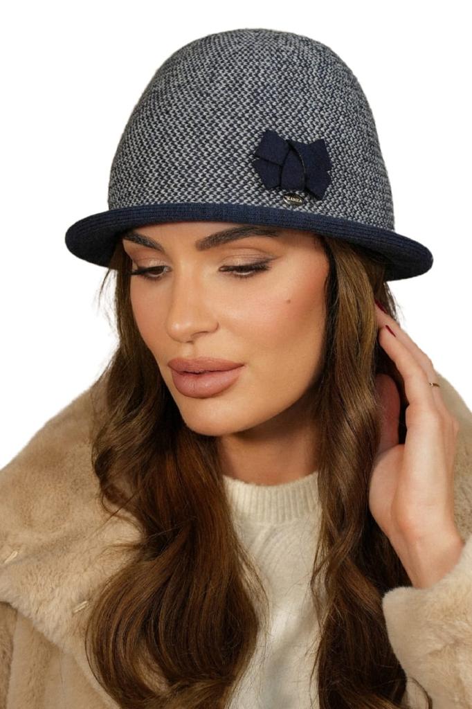 Women' Winter Hat with Houndstooth Pattern, Navy Blue Kamea-Dante