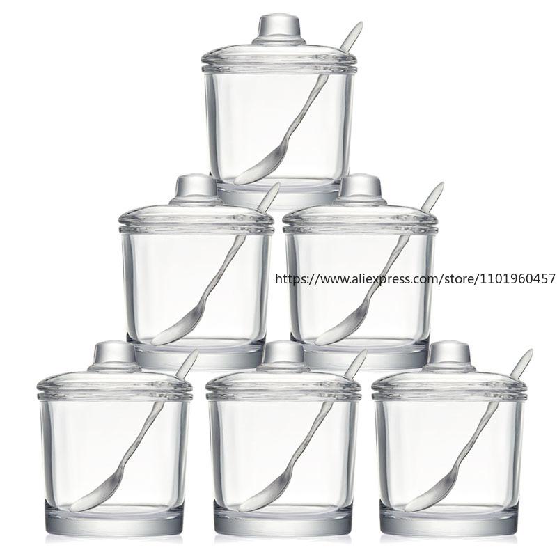 Home Kitchen Glass Storage Set Seasoning Jars Salt Canisters Spice Bottles Oil Pot Combo