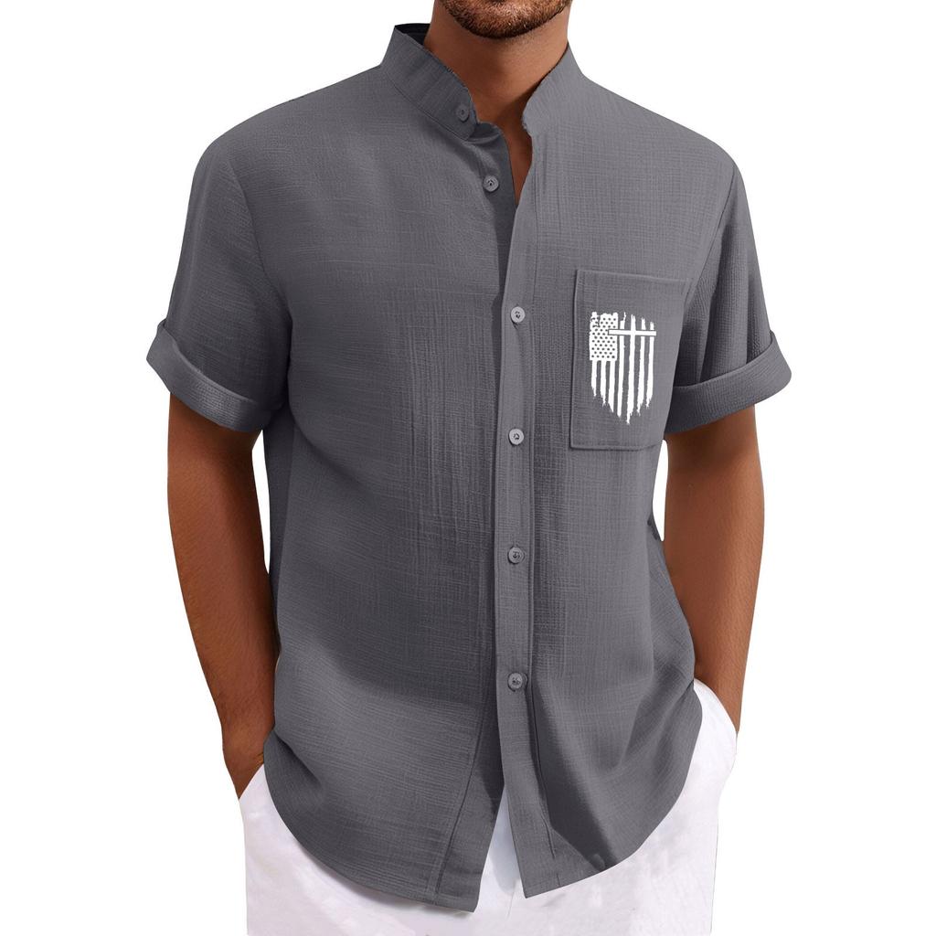 Men'S Casual Loose Short Sleeved Printed Shirt With Fashionable Top
