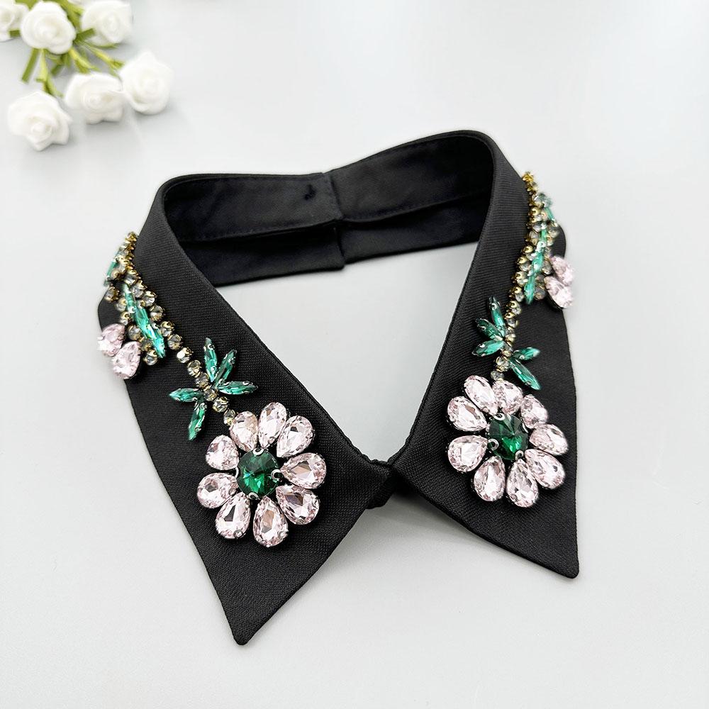 

Элегантный женский воротник-шаль с лацканами, декоративный розовый кристалл, съемный воротник, воротник для свитера/рубашки для женщин