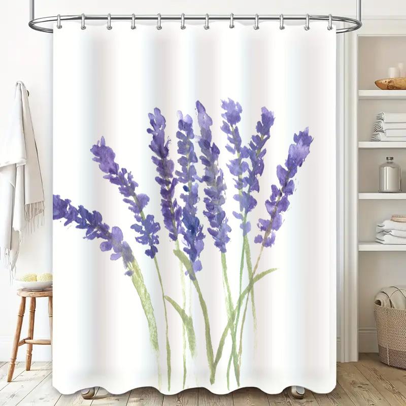 Christmas shower curtain cute cat pattern decor for bathroom accessories set with 12 panels featuring holiday-themed Santa hats