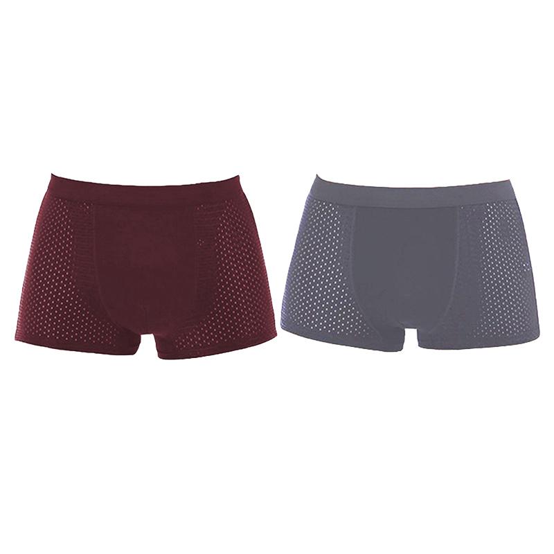 2PCS Men's Panties Men Underwear Boxer Shorts Summer Ice Silk Mesh Breathable High Quality Hole Shorts Male Sexy Underpant