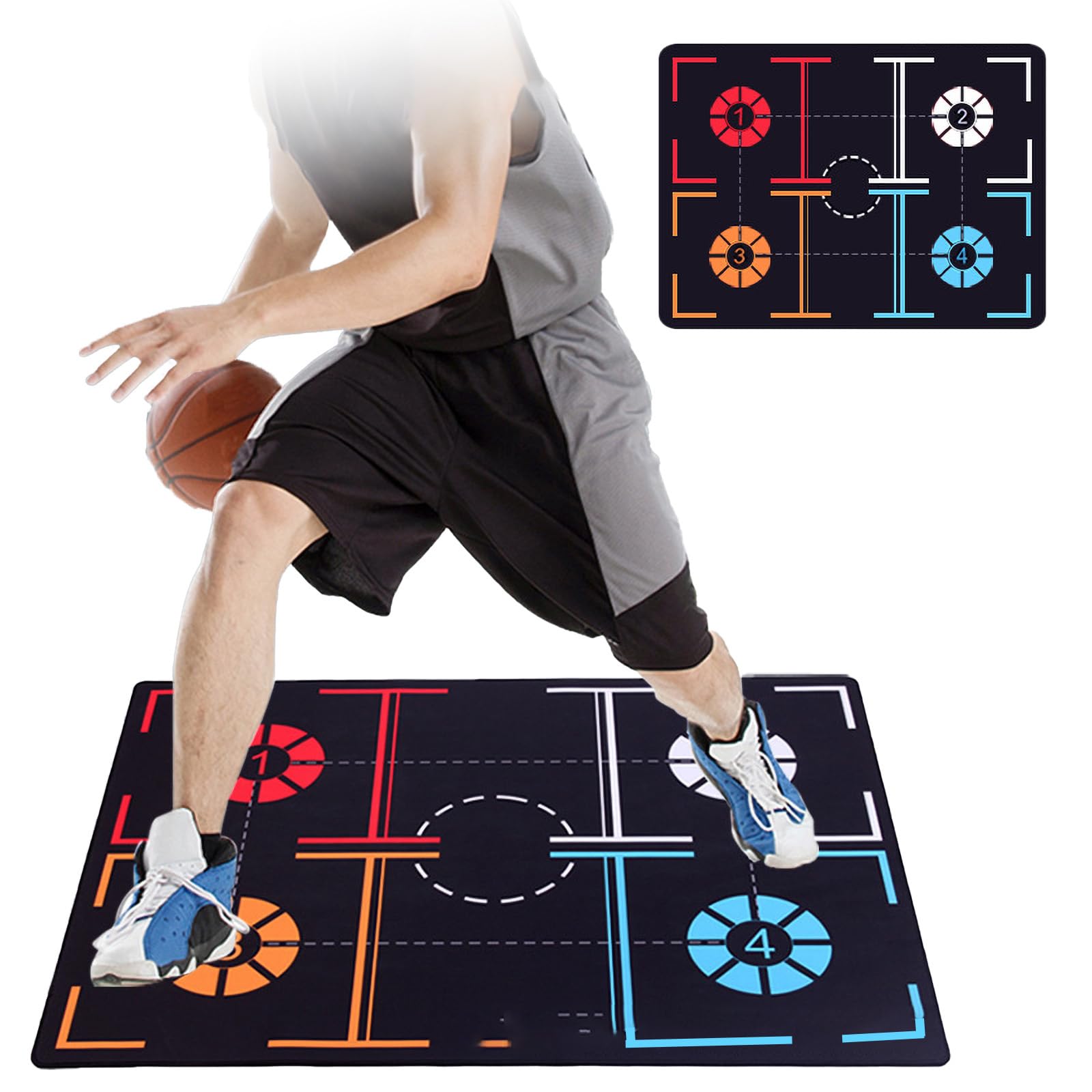 

Milibess Thick Silent Basketball Practice Training Mat and Marked Ideal for Indoor Dribbling Practice [3.5mm Mat] Soundproof, Non-Slip, (Black, чёрный