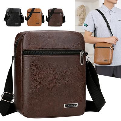 Neue Business-Pendler-Herrentasche PU Weiches Leder Einfarbig Joker Umhängetasche Mehrschichtig Große Kapazität Textur Umhängetasche