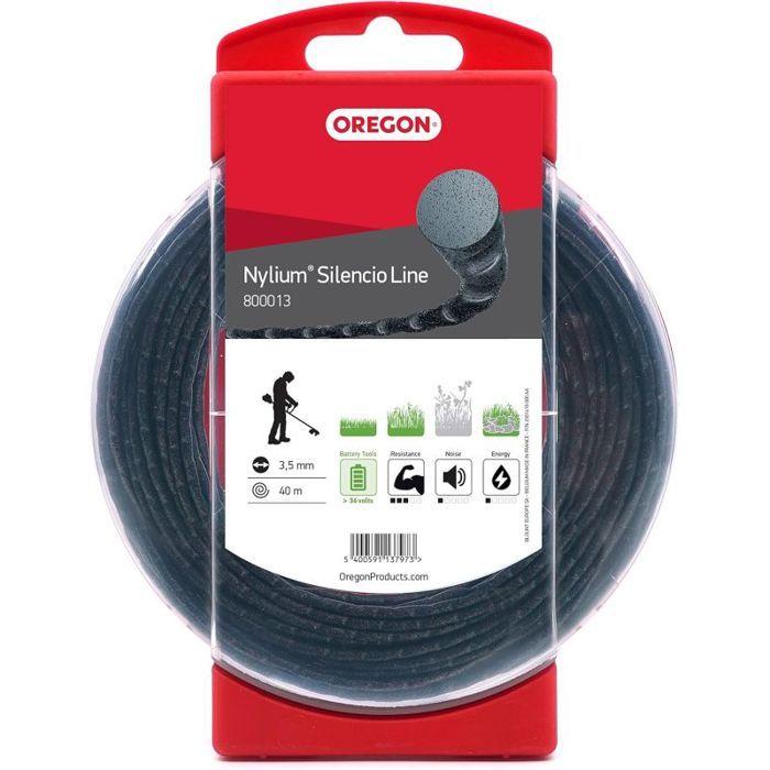 Fil débroussailleuse Rond Torsade Nylium Silencio Noir ø3.5mm/40m Oregon 800013 Faible niveau sonore pour une coupe confortable et
