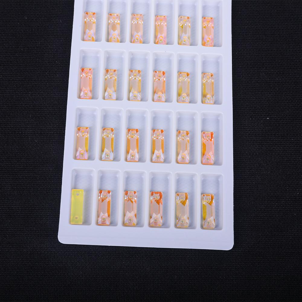 Long Fluorescent Glass Flat Buckle Hand Seam Drill, Double Hole Rhinestone Flat Bottom Drill Diy Accessories Material Package