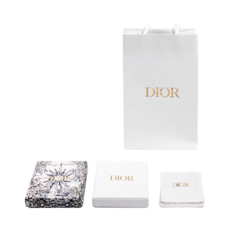 Dior White Pearl Crystal Logo Gold Clip 925 Silver Ear Clips Unisex ear clips E1680DVORS_D301