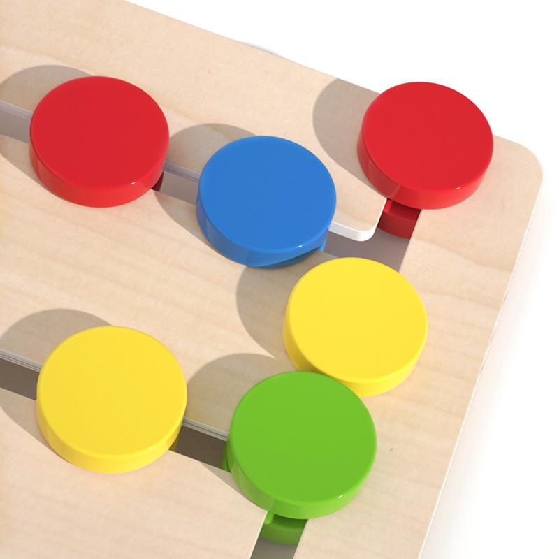 Children Montessori Educational Wooden Toys Four Colors Walking Game Toys Sensory Education for Baby Train Logical Thinking Toys