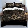 Geometric Pattern Black Golden Bedding Set Bedding Set (1 Duvet Cover, 2 Pillowcases, Duvet Not Included)