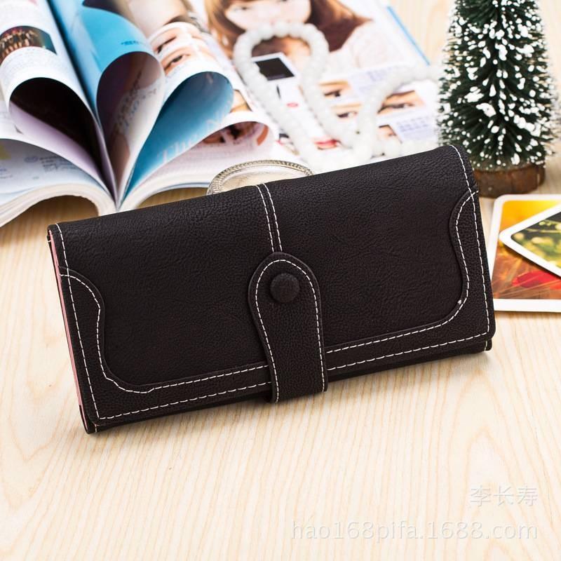 Stylish Vintage Pu Leather Long Wallet For Women With Magnetic Closure And Soft Texture
