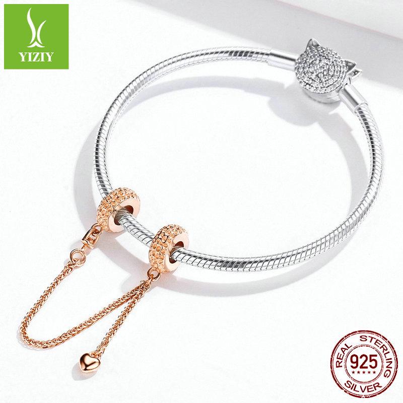 S925 Silver Ziyun Beaded Bracelet with Silicone Accessories and Tire Safety Chain