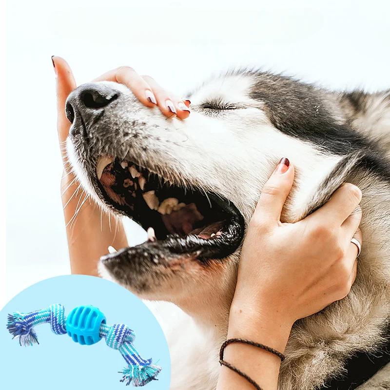 Dog Toy Cotton Rope Double Knot Ball Bite Resistant Teeth Cleaning Toy Ball Pet Toy Bite Resistant  Dog Toys for Small Dog