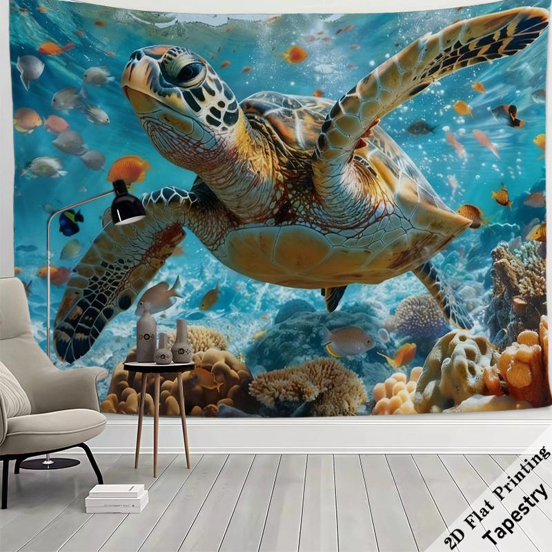 Ozeanleben Wandteppich Strand Dekoration Wandbehang Tropisches Meerestier Raum Hintergrund Große Größe Kunst