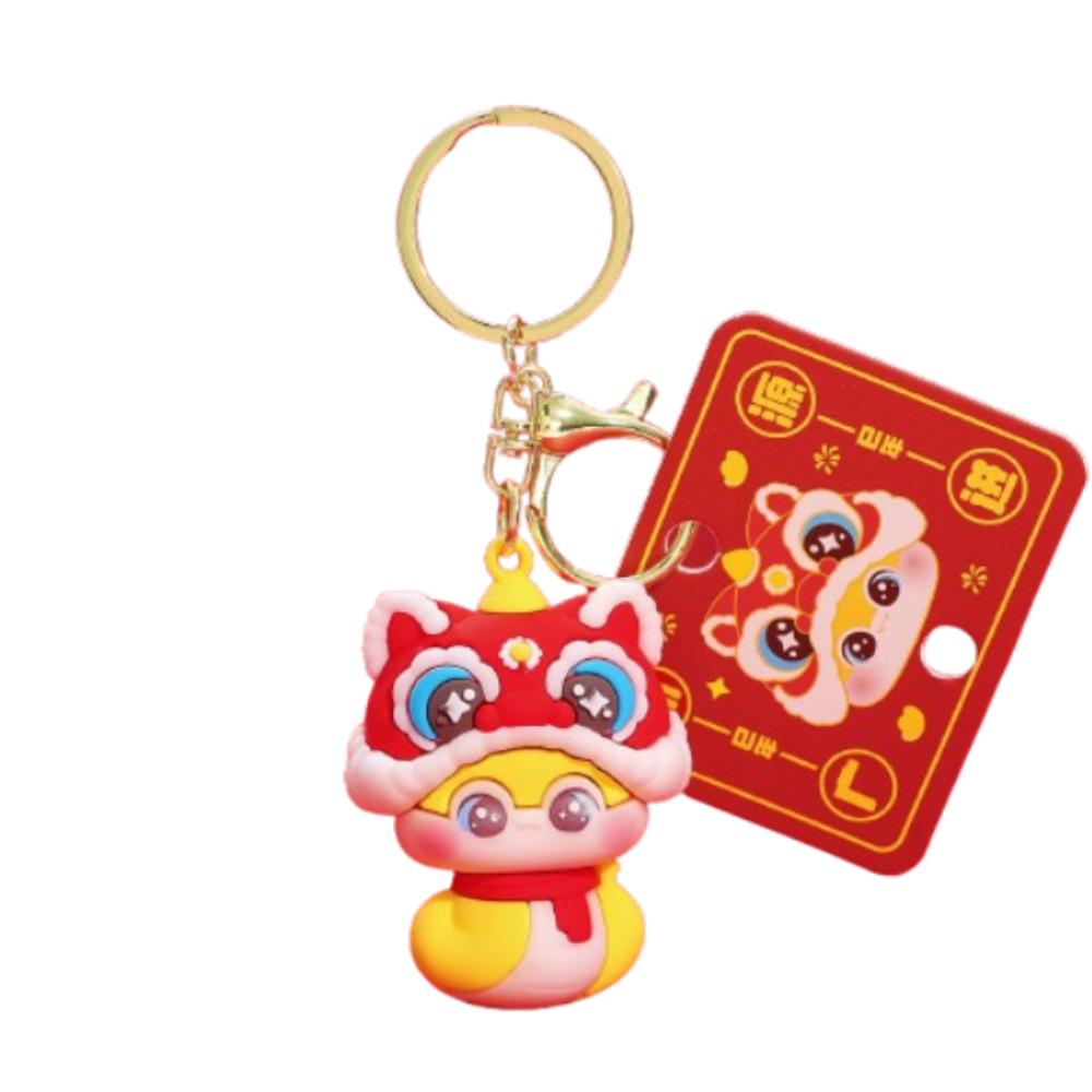 Cute Lucky Snake Key Ring Blessing Chinese New Year Pendant Creative Snake Year Keychain  Kids