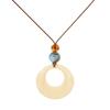 Fashion Resin Round Hollow Pendant Necklaces for Women Girls Vintage Long Rope Sweater Chain Necklaces Party Jewelry Accessories