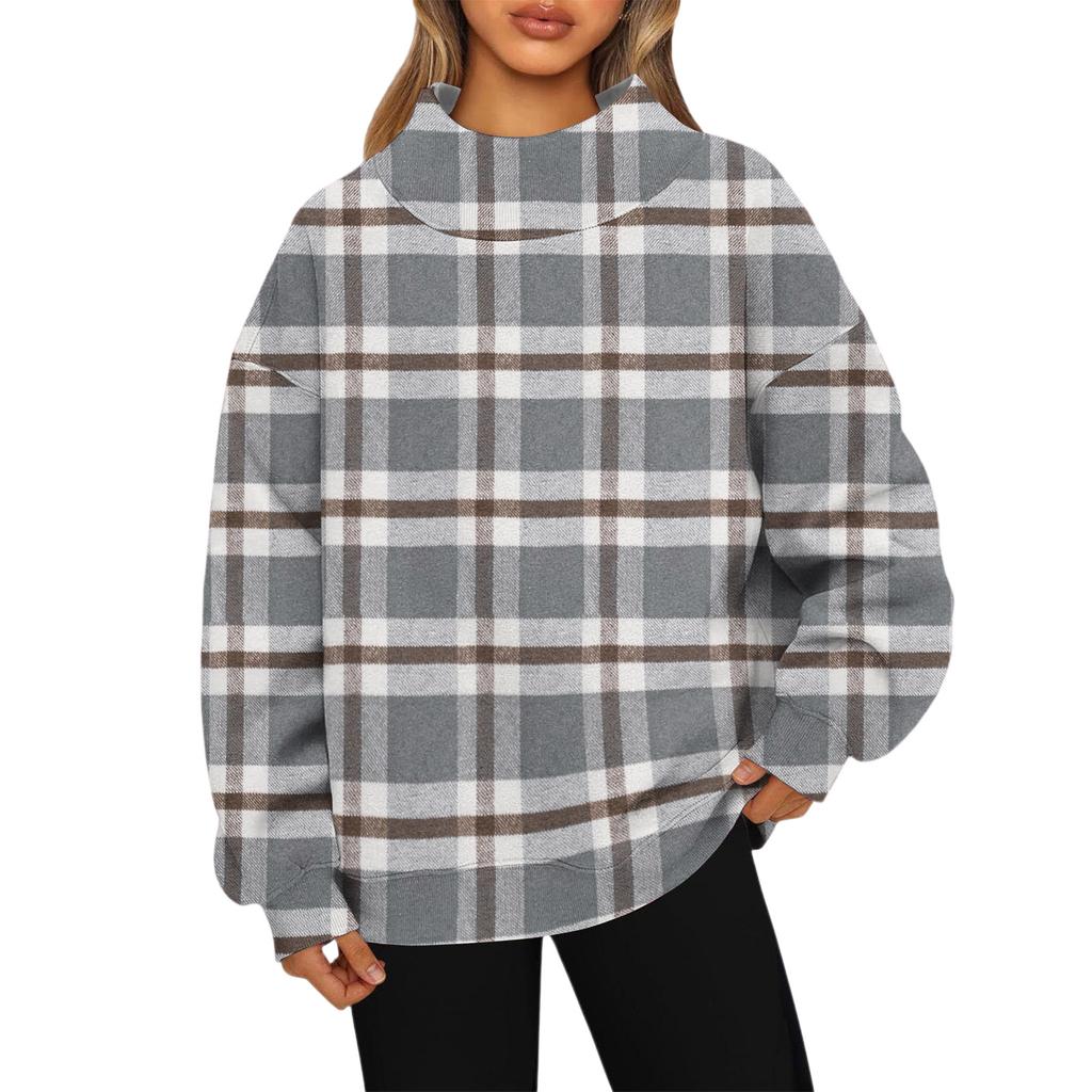Women's Sweatshirt Sports Flannel  Sweatshirt Long Sleeve Top Casual V-Neck Sweatshirt