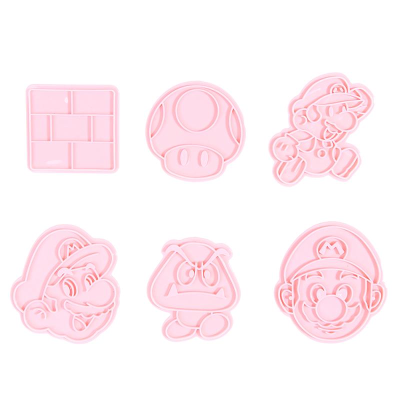 6 Stück/Set Mario Keksform Anime Actionfigur Keks Fondant 3D Pressform