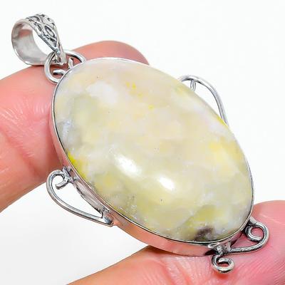 Natural Bumblebee Jasper Gemstone 925 Sterling Silver Gift Pendant 2.17" Z0b66