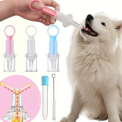 1 Set of Pet Medicine Dispenser, 2 Nipples with 2 Outlets, Anti-choking, Feeding Device for Young Animals,
