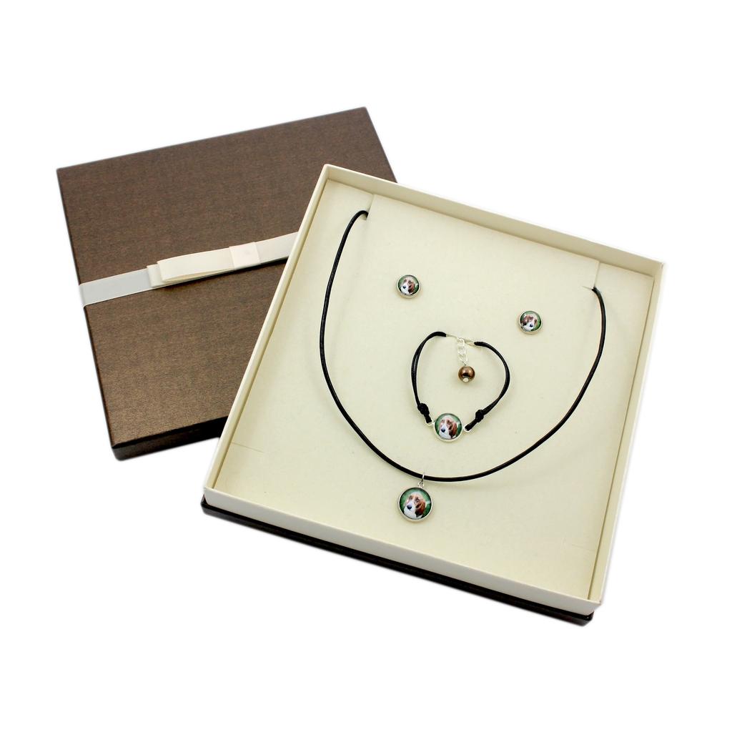Basset Hound – A set of jewelry in a box, necklace | Art-Dog