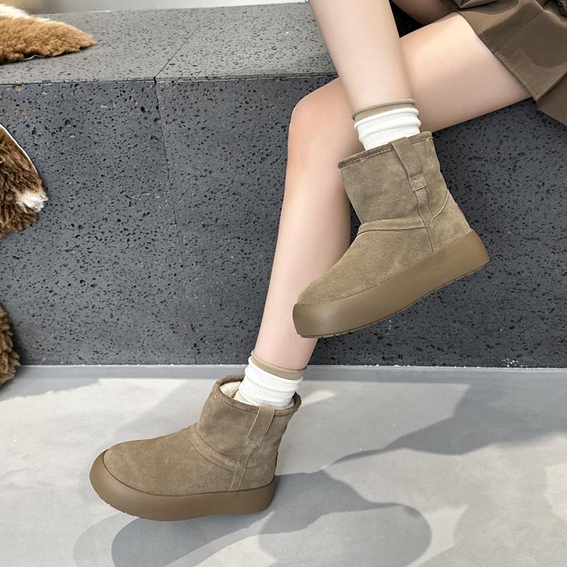 Women's Snow Boots Winter Fleece-lined Warmth Women Boots Large Size Round Toe Comfortable Female Short Boots