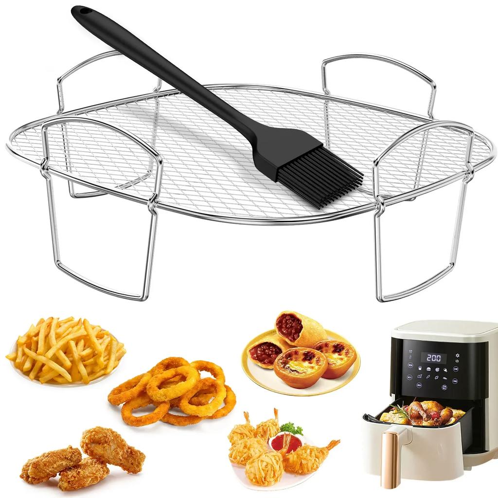 Air Fryer Rack Stackable Grill Stainless Steel Air Fryer Oven Grill Steamer Household Kitchen Cookware Small Tools