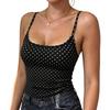 Camiseta sin mangas informal de lunares para mujer, cómoda camiseta sin mangas de tirantes finos para uso diario, ajuste relajado, tejido suave y ligero