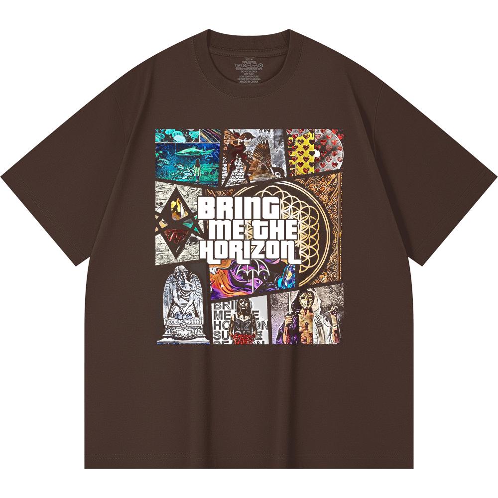 230 g/m² 100% katoenen heavy metal T-shirt met rockband- en popmuziekprint, unisex T-shirt van zwaar katoen.