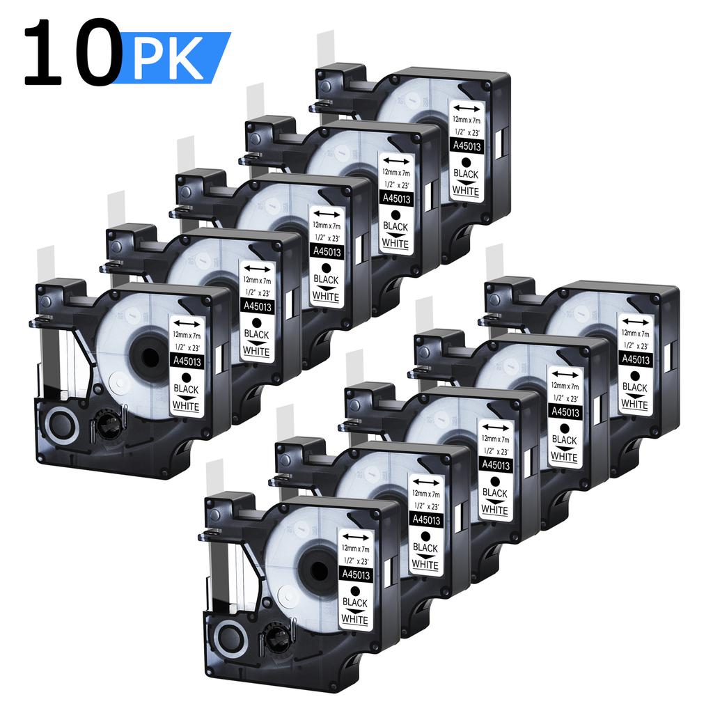 3/5/10PK 12mm D1 Standard Label Tapes Compatible for Dymo A45013 45010 Various Colors Ribbon Label For DYMO LabelManager 100 450
