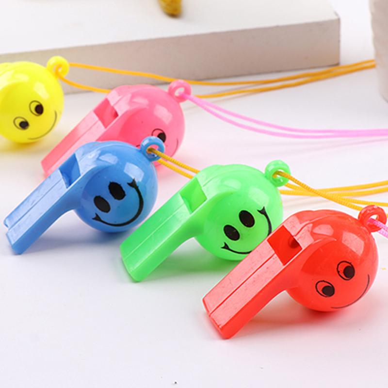 10~30pcs Smiling Face Whistle with Rope Plastic Colorful Party Favors Cute Guests Gifts Creating Festival Atmosphere TMZ