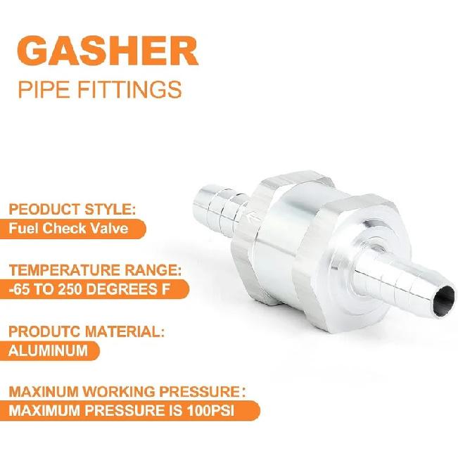 6 8 10 12 14 16mm One-way Non-return Check Valve Fuel Water Gas Air Vacuum Aluminum Alloy Petrol Diesel Water Fuel Line Way