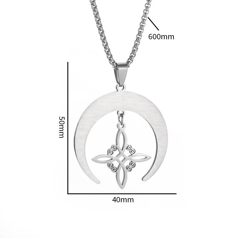 Celtic Trinity Knot Pendant Men Irish Moon Necklace Viking Stainless Steel Jewelry