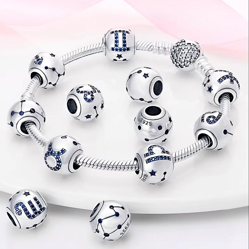 Original Charms Copper Twelve Constellations Charms Beads Fits Womens 3Mm Original Bracelets Necklace Diy Fine Jewelry Gifts