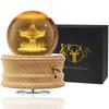 Mozalida Music Box Perfect As a Birthday Christmas Snow Globe Day Moon or for with Ambient Bedside LED USB and Projection Handmade Wooden Interior