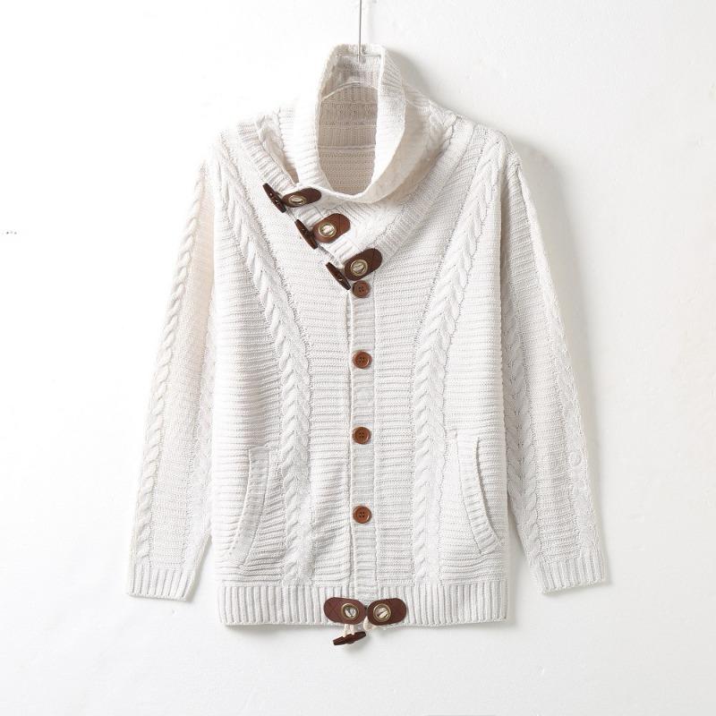Herren S Hoher Hals Knopf Strick Cardigan Pullover Lässig