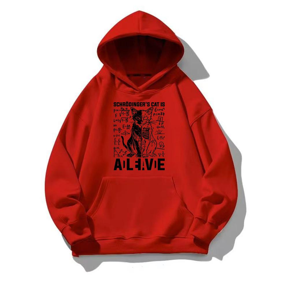 Schrödingers Katze Tot und Lebendig Physik Hoodie Herren Damen Ästhetische Sweatshirts Herbst Übergroße Pullover Kreativer Harajuku Hoodie