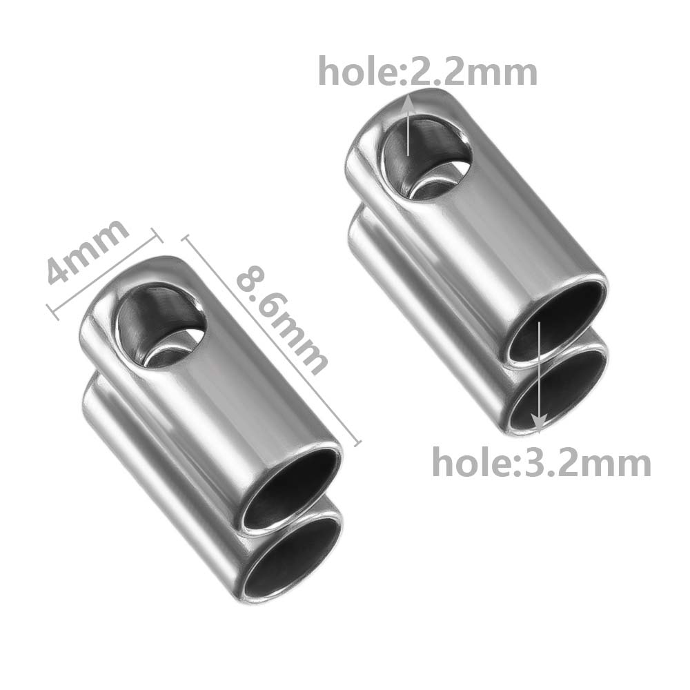 20pcs Stainless Steel Column End Tip Cap Crimp Clasps For DIY End Bead Caps Connector Necklace Leather Cord Jewelry Accessories